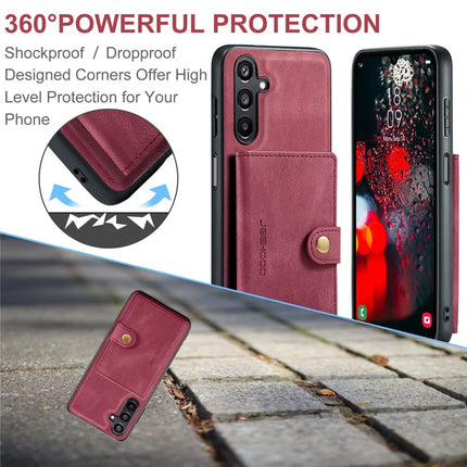 For Samsung Galaxy A16 5G Case JEEHOOD J01 Retro Leather Phone Back Cover with Detachable Magnetic Card Holder