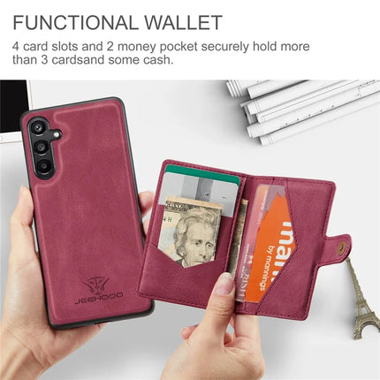 For Samsung Galaxy A16 5G Case JEEHOOD J01 Retro Leather Phone Back Cover with Detachable Magnetic Card Holder