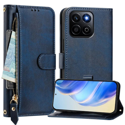 For Honor 200 Smart 5G / Honor X7c 4G Case Zipper Pocket Multiple Card Slots Leather Phone Cover