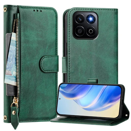 For Honor 200 Smart 5G / Honor X7c 4G Case Zipper Pocket Multiple Card Slots Leather Phone Cover