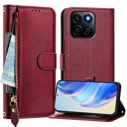 For Honor 200 Smart 5G / Honor X7c 4G Case Zipper Pocket Multiple Card Slots Leather Phone Cover