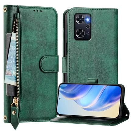 For Oppo Reno 9A Case Zipper Pocket Multiple Card Slots Leather Phone Cover