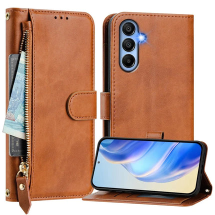 For Samsung Galaxy A15 4G / Galaxy A15 5G Case Zipper Pocket Multiple Card Slots Leather Phone Cover