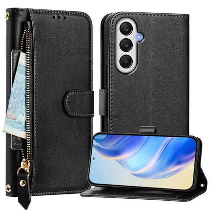 For Samsung Galaxy A25 5G (Global) (161.0 x 76.5 x 8.3mm) Case Zipper Pocket Multiple Card Slots Leather Phone Cover