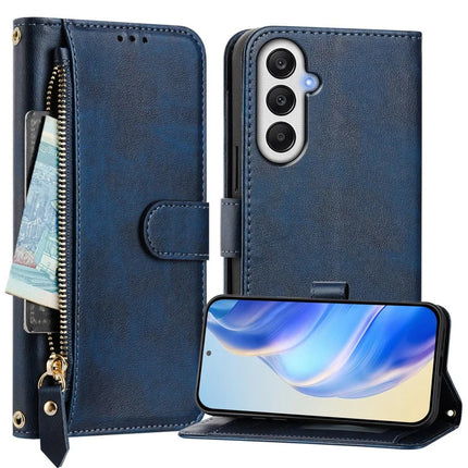 For Samsung Galaxy A25 5G (Global) (161.0 x 76.5 x 8.3mm) Case Zipper Pocket Multiple Card Slots Leather Phone Cover