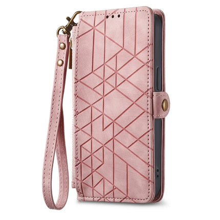 For Samsung Galaxy A56 5G Case Zipper Wallet Geometry Lines Leather Phone Cover