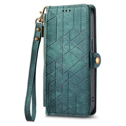 For Samsung Galaxy A56 5G Case Zipper Wallet Geometry Lines Leather Phone Cover