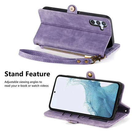 For Samsung Galaxy A56 5G Case Zipper Wallet Geometry Lines Leather Phone Cover