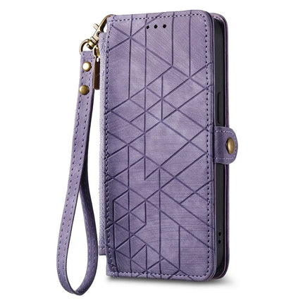For Samsung Galaxy A56 5G Case Zipper Wallet Geometry Lines Leather Phone Cover
