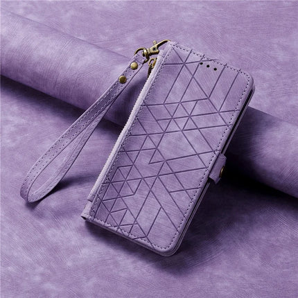 For Samsung Galaxy A56 5G Case Zipper Wallet Geometry Lines Leather Phone Cover