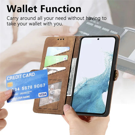 For Samsung Galaxy A56 5G Case Zipper Wallet Geometry Lines Leather Phone Cover