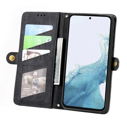 For Samsung Galaxy A56 5G Case Zipper Wallet Geometry Lines Leather Phone Cover