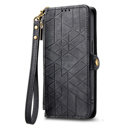 For Samsung Galaxy A56 5G Case Zipper Wallet Geometry Lines Leather Phone Cover