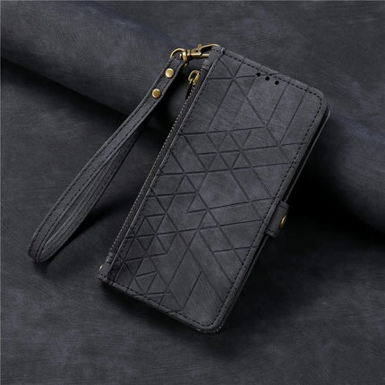 For Samsung Galaxy A56 5G Case Zipper Wallet Geometry Lines Leather Phone Cover