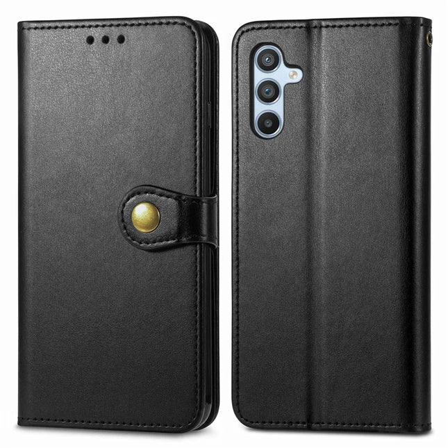 For Samsung Galaxy A36 5G / A56 5G Case Leather Phone Case Wallet Stand Cover with Wrist Strap - Black