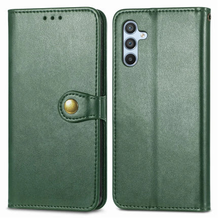 For Samsung Galaxy A36 5G / A56 5G Case Leather Phone Case Wallet Stand Cover with Wrist Strap - Green