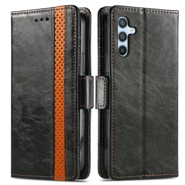 CASENEO 002 Series For Samsung Galaxy A36 5G / A56 5G Case Stand Wallet Splicing PU Leather Cover - Black