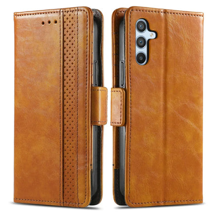 CASENEO 002 Series For Samsung Galaxy A36 5G / A56 5G Case Stand Wallet Splicing PU Leather Cover - Light Brown