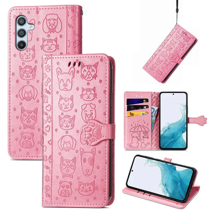 For Samsung Galaxy A56 5G Case Leather Wallet Flip Phone Cover Cute Cat Dog Pattern