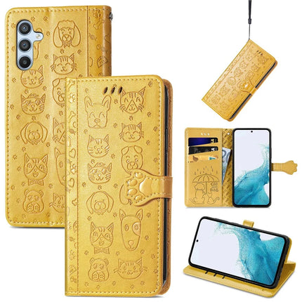 For Samsung Galaxy A56 5G Case Leather Wallet Flip Phone Cover Cute Cat Dog Pattern