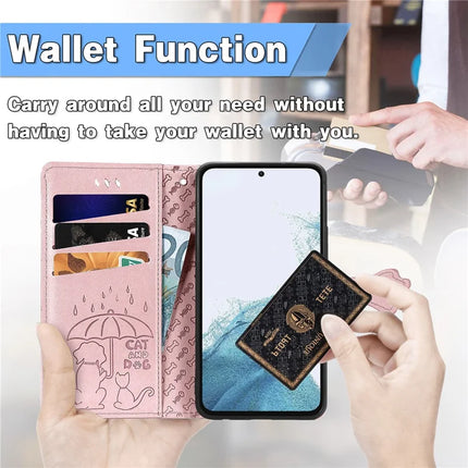 For Samsung Galaxy A56 5G Case Leather Wallet Flip Phone Cover Cute Cat Dog Pattern