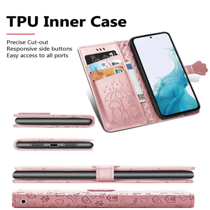 For Samsung Galaxy A56 5G Case Leather Wallet Flip Phone Cover Cute Cat Dog Pattern