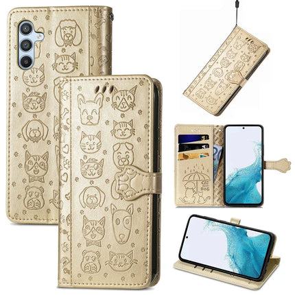For Samsung Galaxy A56 5G Case Leather Wallet Flip Phone Cover Cute Cat Dog Pattern