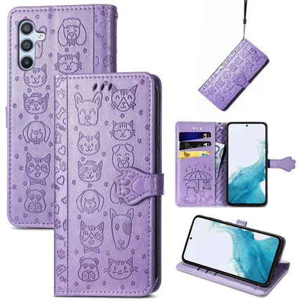 For Samsung Galaxy A56 5G Case Leather Wallet Flip Phone Cover Cute Cat Dog Pattern