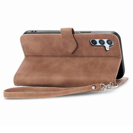 For Samsung Galaxy A36 5G / A56 5G Zipper Wallet Case Flower Imprint PU Leather Phone Cover with Strap