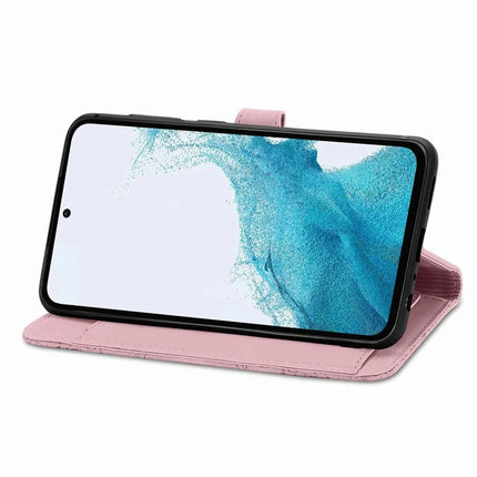 For Samsung Galaxy A36 5G / A56 5G Zipper Wallet Case Flower Imprint PU Leather Phone Cover with Strap