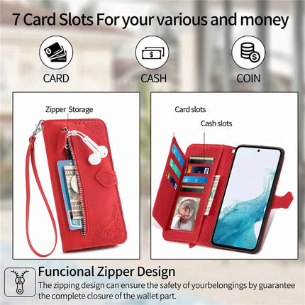 For Samsung Galaxy A36 5G / A56 5G Zipper Wallet Case Flower Imprint PU Leather Phone Cover with Strap