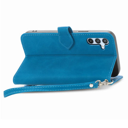 For Samsung Galaxy A36 5G / A56 5G Zipper Wallet Case Flower Imprint PU Leather Phone Cover with Strap