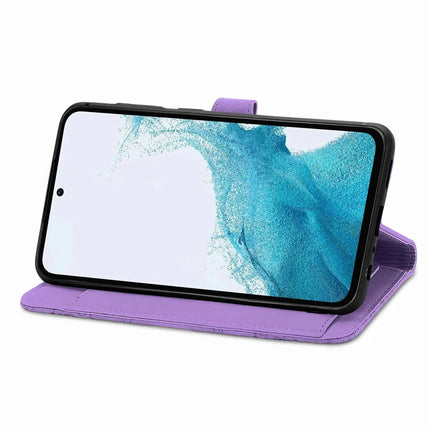 For Samsung Galaxy A36 5G / A56 5G Zipper Wallet Case Flower Imprint PU Leather Phone Cover with Strap