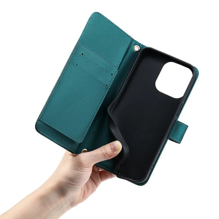 For iPhone 16 Pro Max Crossbody Leather Case Ring Buckle Wallet Stand Rhombus Mobile Cover