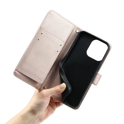 For iPhone 16 Pro Max Crossbody Leather Case Ring Buckle Wallet Stand Rhombus Mobile Cover