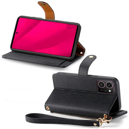 For HMD Skyline Case RFID Blocking Zipper Pocket Leather Wallet Phone Cover