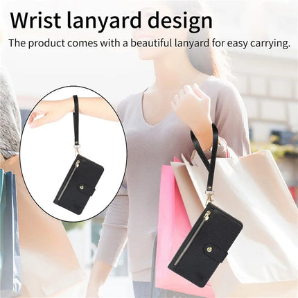 For HMD Skyline Case RFID Blocking Zipper Pocket Leather Wallet Phone Cover