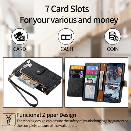 For HMD Skyline Case RFID Blocking Zipper Pocket Leather Wallet Phone Cover