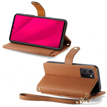 For HMD Skyline Case RFID Blocking Zipper Pocket Leather Wallet Phone Cover