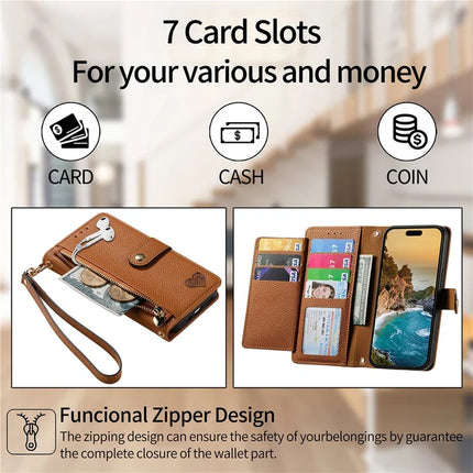 For HMD Skyline Case RFID Blocking Zipper Pocket Leather Wallet Phone Cover