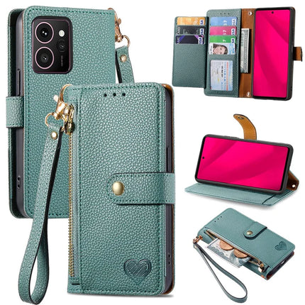 For HMD Skyline Case RFID Blocking Zipper Pocket Leather Wallet Phone Cover - Green