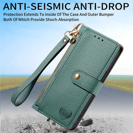 For HMD Skyline Case RFID Blocking Zipper Pocket Leather Wallet Phone Cover