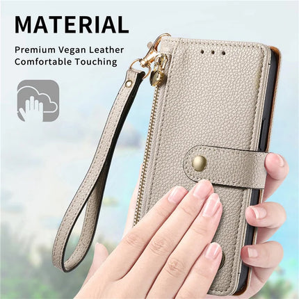 For HMD Skyline Case RFID Blocking Zipper Pocket Leather Wallet Phone Cover
