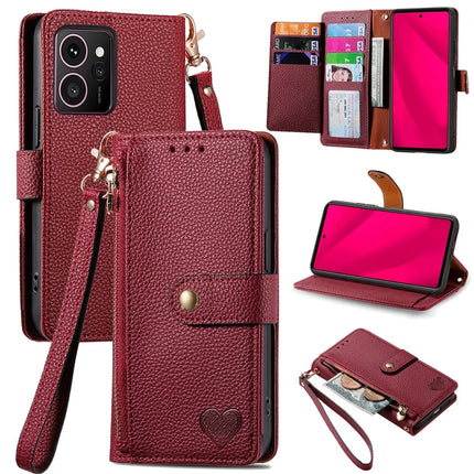 For HMD Skyline Case RFID Blocking Zipper Pocket Leather Wallet Phone Cover - Red