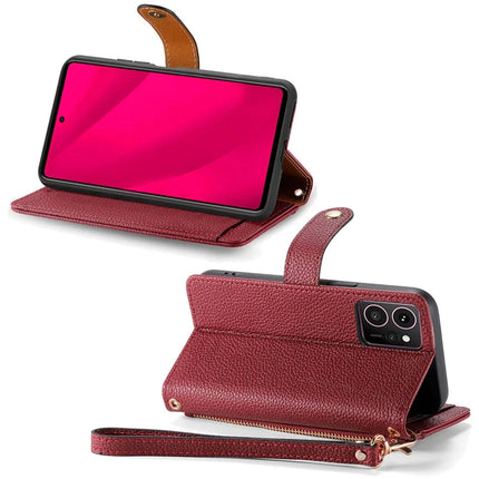 For HMD Skyline Case RFID Blocking Zipper Pocket Leather Wallet Phone Cover