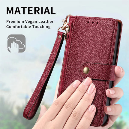 For HMD Skyline Case RFID Blocking Zipper Pocket Leather Wallet Phone Cover
