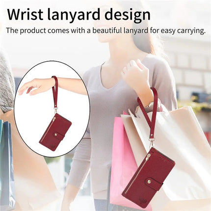 For HMD Skyline Case RFID Blocking Zipper Pocket Leather Wallet Phone Cover