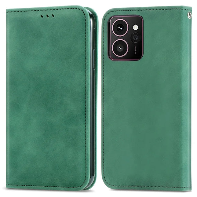 For HMD Skyline Case Skin Touch Feeling Leather Card Holder Phone Cover Magnetic Absorption - Green