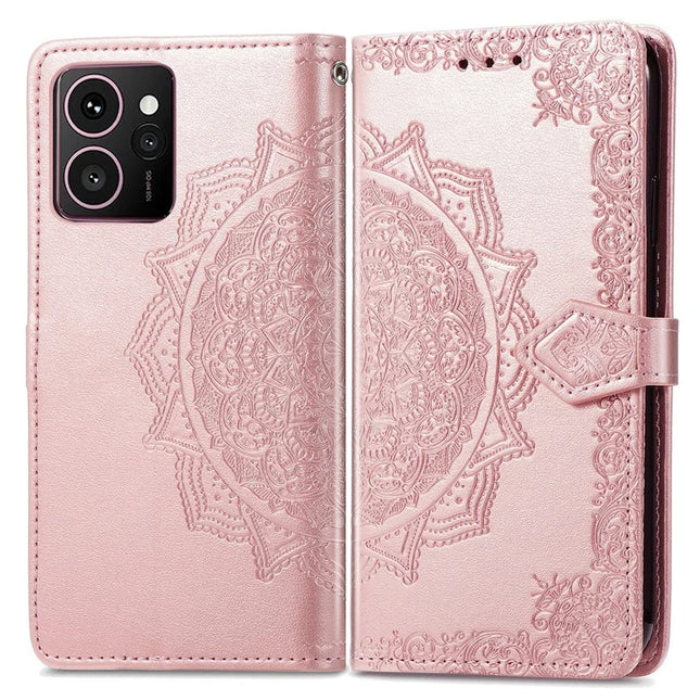 For HMD Skyline Wallet Case Mandala Flower Leather Phone Cover Stand View - Rose Gold