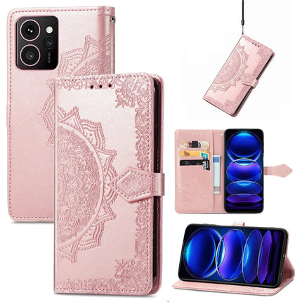 For HMD Skyline Wallet Case Mandala Flower Leather Phone Cover Stand View